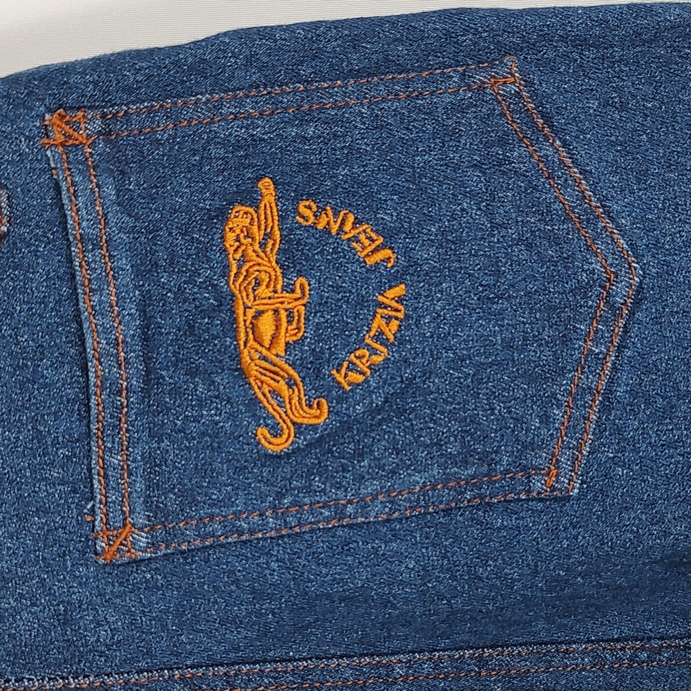 NWOT! 90s Italian Designer Krizia Jeans High Waist 28" Cotton Stretch Logo 33 EU - Picture 5 of 10